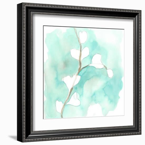 Teal and Ochre Ginko VII-June Vess-Framed Art Print