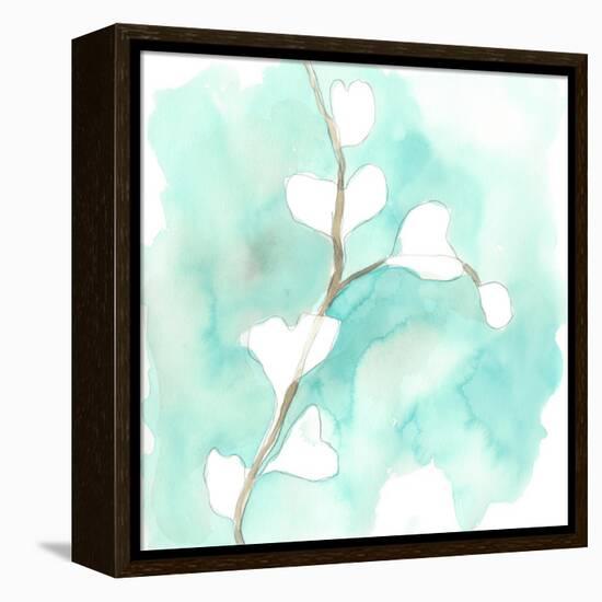 Teal and Ochre Ginko VII-June Vess-Framed Stretched Canvas