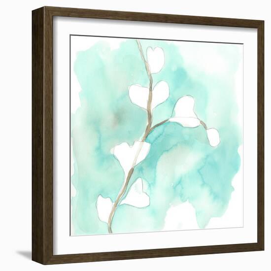 Teal and Ochre Ginko VII-June Vess-Framed Art Print