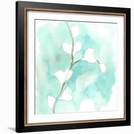 Teal and Ochre Ginko VII-June Vess-Framed Art Print