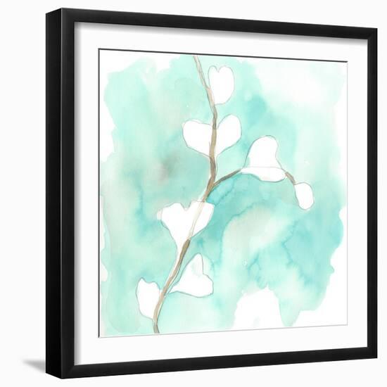 Teal and Ochre Ginko VII-June Vess-Framed Art Print