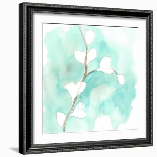 Teal and Ochre Ginko VII-June Vess-Framed Art Print