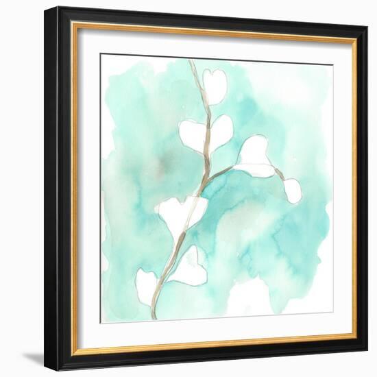 Teal and Ochre Ginko VII-June Vess-Framed Art Print