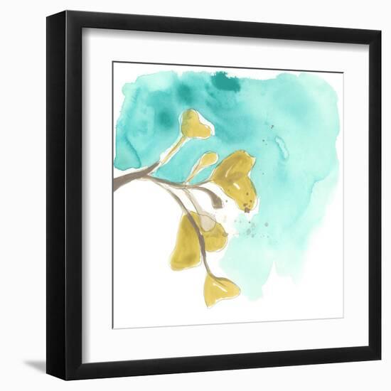 Teal and Ochre Ginko VIII-June Vess-Framed Art Print