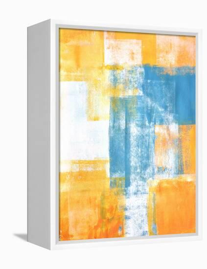 Teal And Orange Abstract Art Painting-T30Gallery-Framed Stretched Canvas