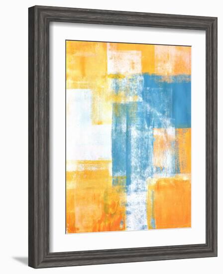 Teal And Orange Abstract Art Painting-T30Gallery-Framed Art Print