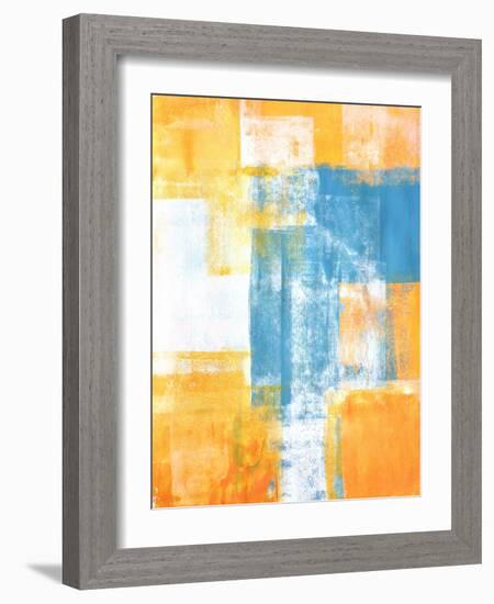 Teal And Orange Abstract Art Painting-T30Gallery-Framed Art Print