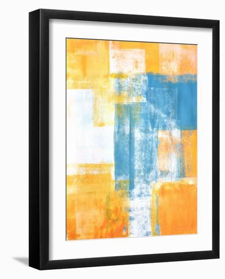 Teal And Orange Abstract Art Painting-T30Gallery-Framed Art Print