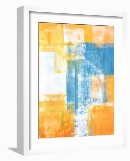 Teal And Orange Abstract Art Painting-T30Gallery-Framed Art Print