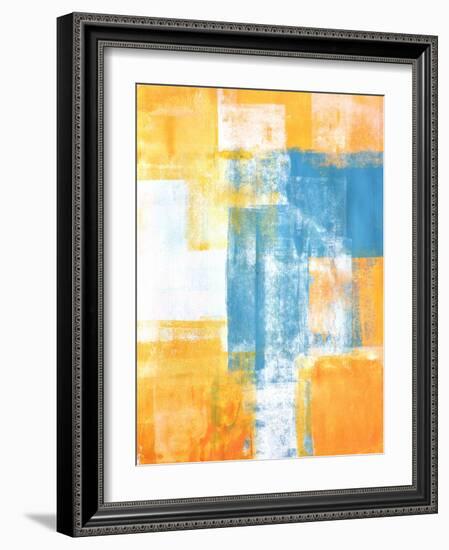 Teal And Orange Abstract Art Painting-T30Gallery-Framed Art Print