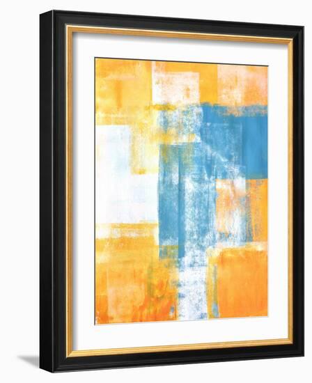 Teal And Orange Abstract Art Painting-T30Gallery-Framed Art Print