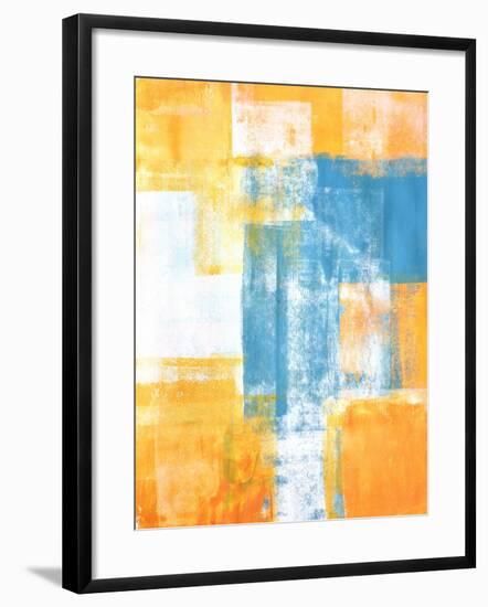 Teal And Orange Abstract Art Painting-T30Gallery-Framed Art Print