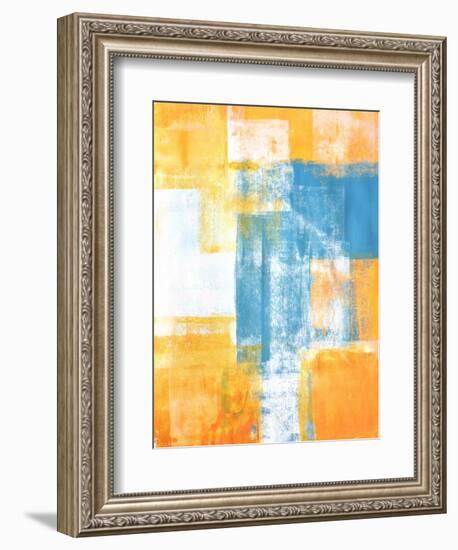 Teal And Orange Abstract Art Painting-T30Gallery-Framed Art Print