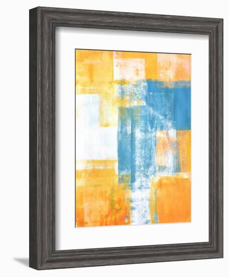 Teal And Orange Abstract Art Painting-T30Gallery-Framed Art Print