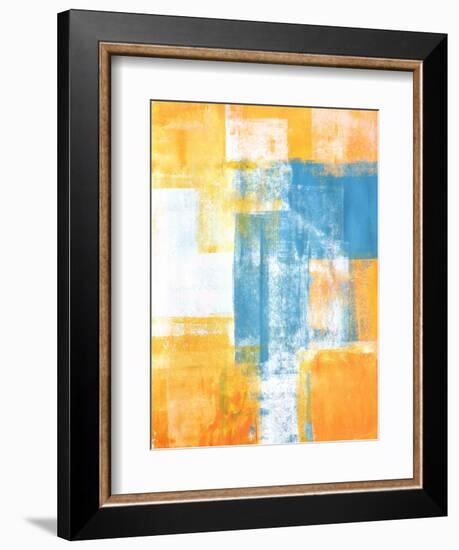 Teal And Orange Abstract Art Painting-T30Gallery-Framed Art Print