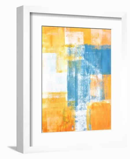 Teal And Orange Abstract Art Painting-T30Gallery-Framed Art Print