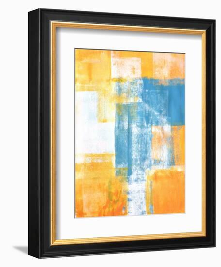 Teal And Orange Abstract Art Painting-T30Gallery-Framed Art Print