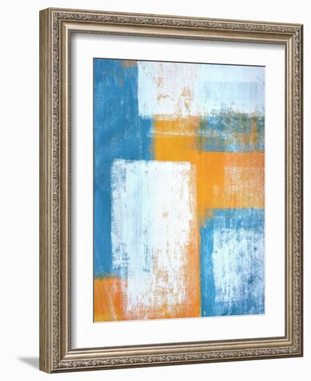 Teal And Orange Abstract Art Painting-T30Gallery-Framed Art Print