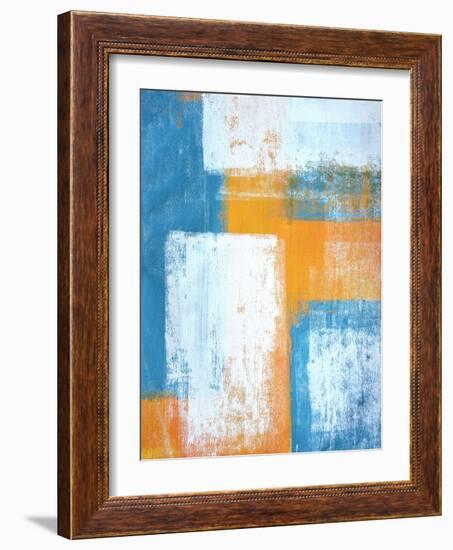 Teal And Orange Abstract Art Painting-T30Gallery-Framed Art Print