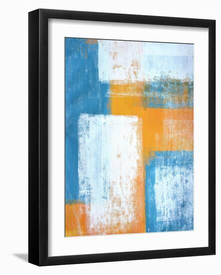 Teal And Orange Abstract Art Painting-T30Gallery-Framed Art Print