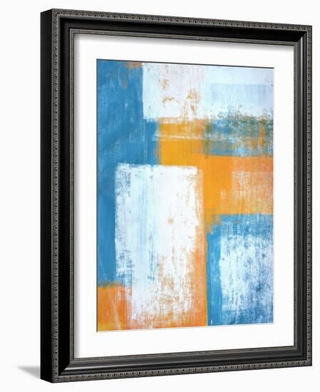 Teal And Orange Abstract Art Painting-T30Gallery-Framed Art Print