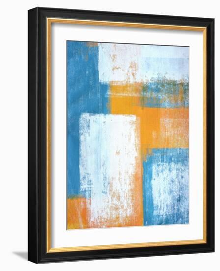 Teal And Orange Abstract Art Painting-T30Gallery-Framed Art Print