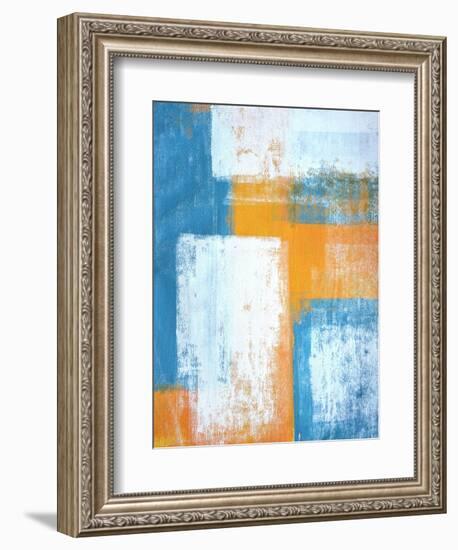 Teal And Orange Abstract Art Painting-T30Gallery-Framed Art Print