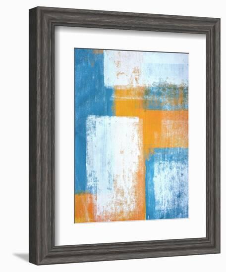 Teal And Orange Abstract Art Painting-T30Gallery-Framed Art Print