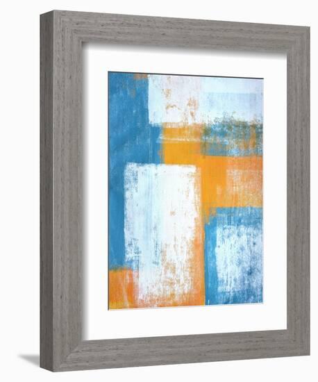 Teal And Orange Abstract Art Painting-T30Gallery-Framed Art Print