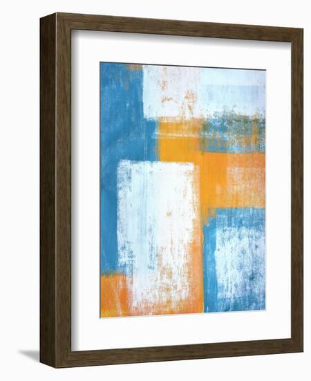 Teal And Orange Abstract Art Painting-T30Gallery-Framed Art Print