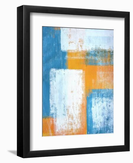 Teal And Orange Abstract Art Painting-T30Gallery-Framed Art Print