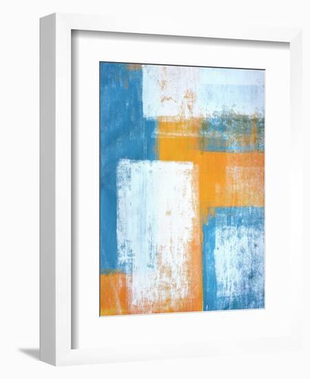 Teal And Orange Abstract Art Painting-T30Gallery-Framed Art Print