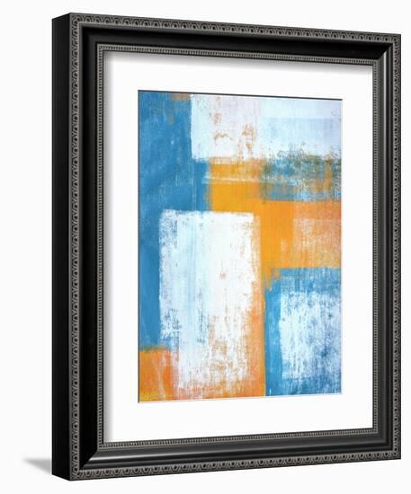 Teal And Orange Abstract Art Painting-T30Gallery-Framed Art Print