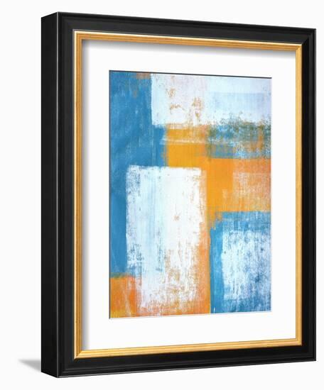 Teal And Orange Abstract Art Painting-T30Gallery-Framed Art Print