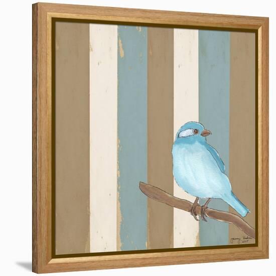 Teal Bird With Stripes-Tammy Kushnir-Framed Premier Image Canvas