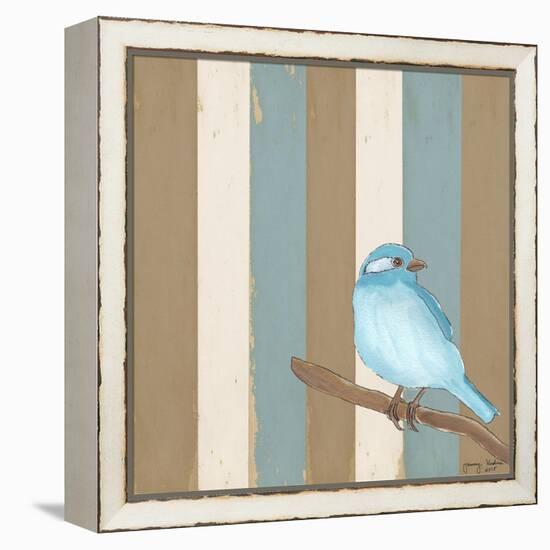 Teal Bird With Stripes-Tammy Kushnir-Framed Premier Image Canvas