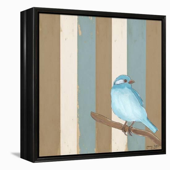 Teal Bird With Stripes-Tammy Kushnir-Framed Premier Image Canvas