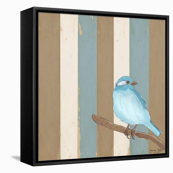 Teal Bird With Stripes-Tammy Kushnir-Framed Premier Image Canvas