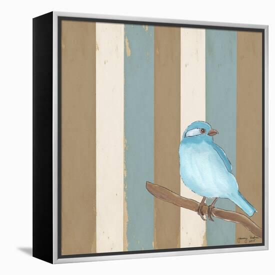 Teal Bird With Stripes-Tammy Kushnir-Framed Premier Image Canvas