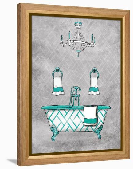 Teal Chip Borderless-Jace Grey-Framed Stretched Canvas