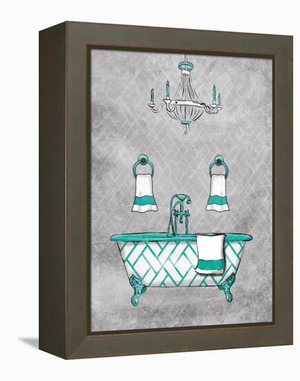 Teal Chip Borderless-Jace Grey-Framed Stretched Canvas