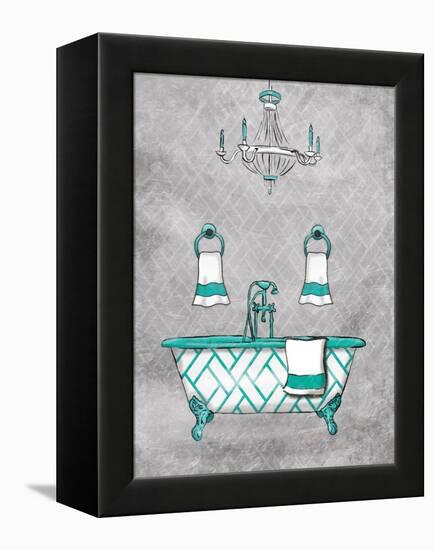 Teal Chip Borderless-Jace Grey-Framed Stretched Canvas