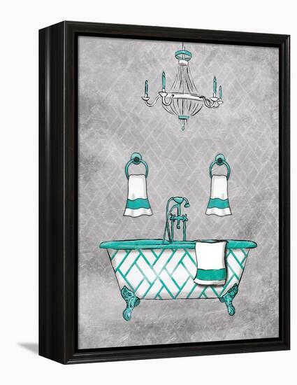 Teal Chip Borderless-Jace Grey-Framed Stretched Canvas