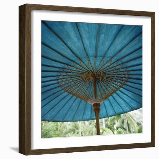 Teal-Colored Traditional Paper Parasol-null-Framed Photographic Print