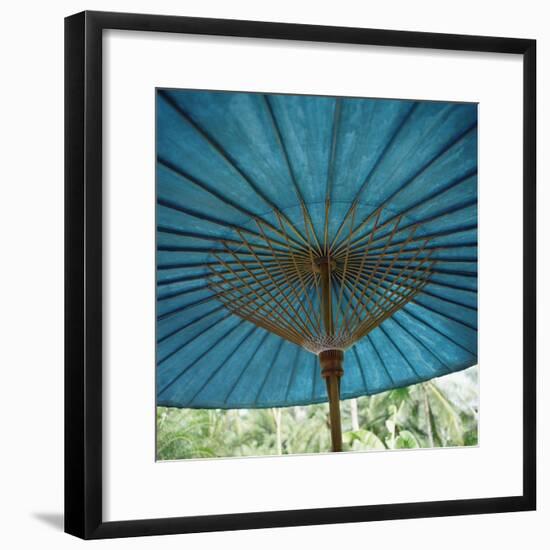 Teal-Colored Traditional Paper Parasol-null-Framed Photographic Print