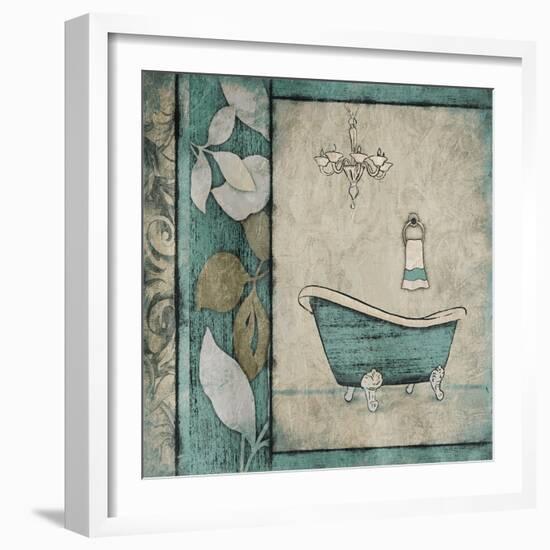 Teal Floral Bath Mate-Jace Grey-Framed Art Print