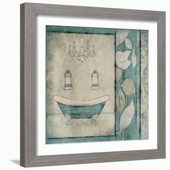 Teal Floral Bath-Jace Grey-Framed Art Print