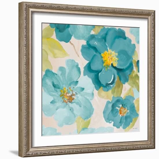 Teal Floral Delicate I-Lanie Loreth-Framed Art Print