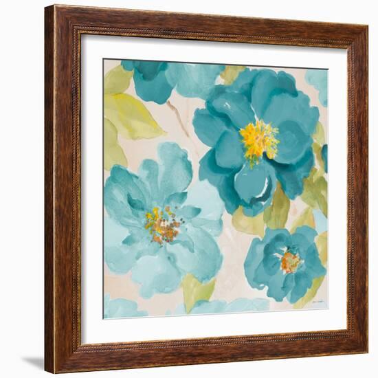 Teal Floral Delicate I-Lanie Loreth-Framed Art Print