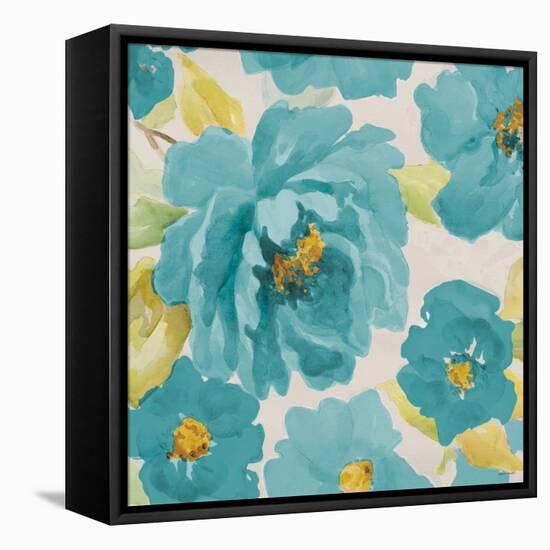 Teal Floral Delicate II-Lanie Loreth-Framed Stretched Canvas